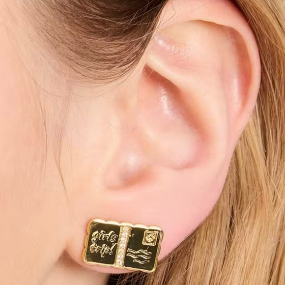 🔹️KATE SPADE Off We Go Travel Charm Pendant Necklace (Sold Out) Earring Bundle - Picture 7 of 8